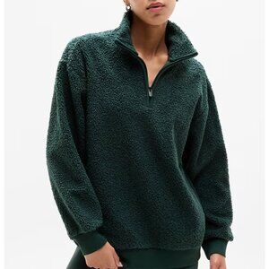 Athleta Forever Fleece Cloud 1/4 Zip Sweatshirt Color Pine